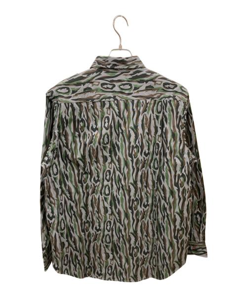 WOOLRICH（ウールリッチ）WOOLRICH (ウールリッチ) 総柄サファリシャツ グリーン×グレー サイズ:Ｍの古着・服飾アイテム