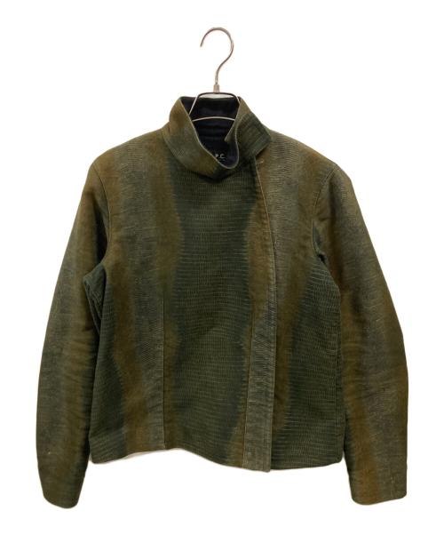 A.P.C.（アーペーセー）A.P.C. (アーペーセー) パイソン柄シングルライダースジャケット　初期 ARCHIVE カーキ サイズ:Ｍの古着・服飾アイテム