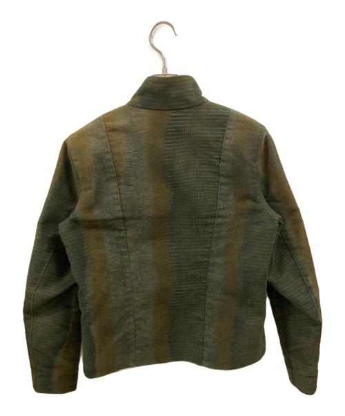 A.P.C.（アーペーセー）A.P.C. (アーペーセー) パイソン柄シングルライダースジャケット　初期 ARCHIVE カーキ サイズ:Ｍの古着・服飾アイテム