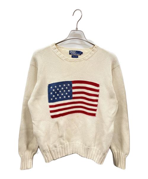 POLO RALPH LAUREN（ポロ・ラルフローレン）POLO RALPH LAUREN (ポロ・ラルフローレン) 星条旗コットンニット ホワイト サイズ:Sの古着・服飾アイテム