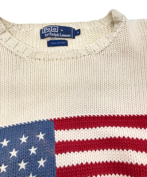 POLO RALPH LAUREN（ポロ・ラルフローレン）POLO RALPH LAUREN (ポロ・ラルフローレン) 星条旗コットンニット ホワイト サイズ:Sの古着・服飾アイテム