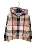 BLUE LABEL CRESTBRIDGEブルーレーベルクレストブリッジ）の古着「チェックジップパーカー」｜ベージュ×ブラック