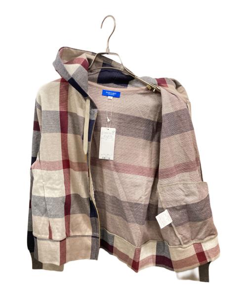 BLUE LABEL CRESTBRIDGE（ブルーレーベルクレストブリッジ）BLUE LABEL CRESTBRIDGE (ブルーレーベルクレストブリッジ) チェックジップパーカー ベージュ×ブラック サイズ:40の古着・服飾アイテム