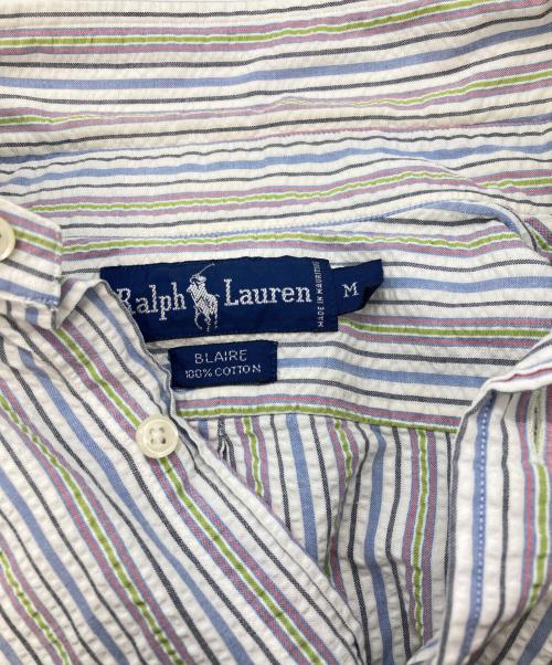 RALPH LAUREN（ラルフローレン）RALPH LAUREN (ラルフローレン) シアサッカーストライプ半袖シャツ ホワイト サイズ:Ｍの古着・服飾アイテム