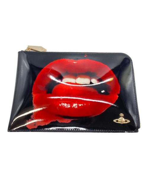 Vivienne Westwood（ヴィヴィアンウエストウッド）Vivienne Westwood (ヴィヴィアンウエストウッド) リップデザインクラッチバッグ レッド×ブラックの古着・服飾アイテム