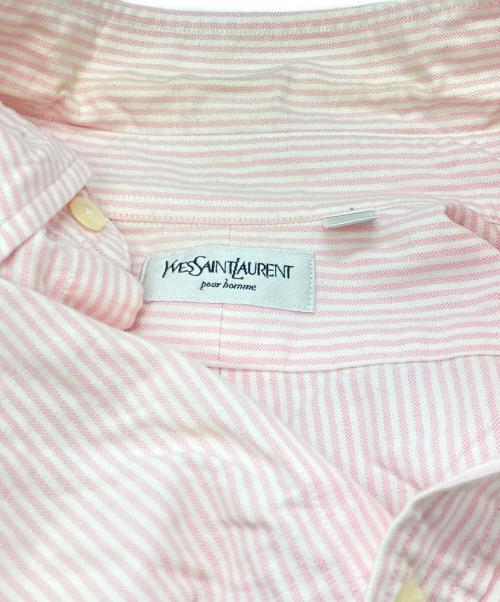 Yves Saint Laurent（イヴサンローラン）Yves Saint Laurent (イヴサンローラン) ストライプシャツ ホワイト×ピンク サイズ:Ｍの古着・服飾アイテム