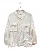 solamonat pocheソラモナ ポッシェ）の古着「リネンミリタリーJK」｜ホワイト