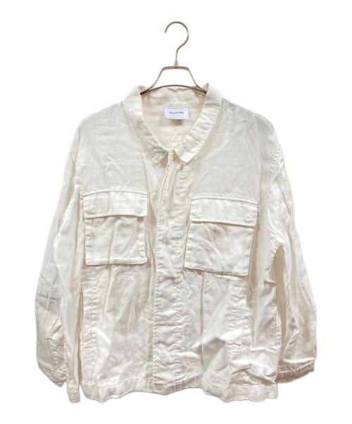 solamonat poche（ソラモナ ポッシェ）SOLAMONAT POCHE (ソラモナ ポッシェ) リネンミリタリーJK ホワイト サイズ:FREEの古着・服飾アイテム