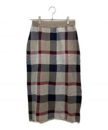 BLUE LABEL CRESTBRIDGE（ブルーレーベルクレストブリッジ）の古着「ウールチェックスカート」｜ベージュ×ネイビー
