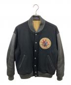 MEN'S BIGI SPORTSメンズビギ）の古着「袖レザーウールスタジャン」｜ブラック