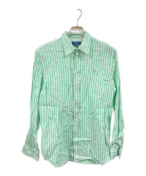 POLO RALPH LAUREN（ポロ・ラルフローレン）POLO RALPH LAUREN (ポロ・ラルフローレン) リネンストライプシャツ グリーン サイズ:Lの古着・服飾アイテム