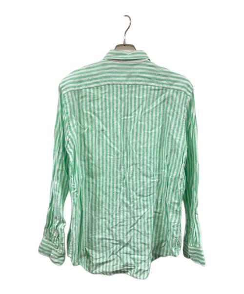 POLO RALPH LAUREN（ポロ・ラルフローレン）POLO RALPH LAUREN (ポロ・ラルフローレン) リネンストライプシャツ グリーン サイズ:Lの古着・服飾アイテム