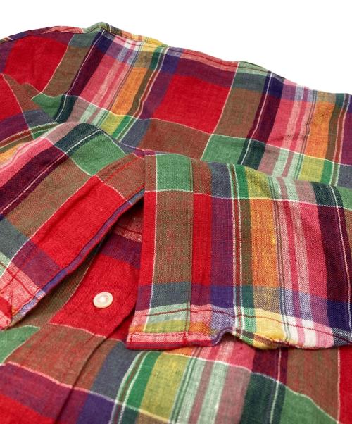 POLO RALPH LAUREN（ポロ・ラルフローレン）POLO RALPH LAUREN (ポロ・ラルフローレン) リネンチェックシャツ レッド サイズ:Ⅼの古着・服飾アイテム