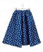 OBLIオブリ）の古着「オブリ チューリップ柄 フレアスカート」｜ブルー×イエロー