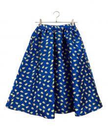 OBLI（オブリ）の古着「オブリ チューリップ柄 フレアスカート」｜ブルー×イエロー