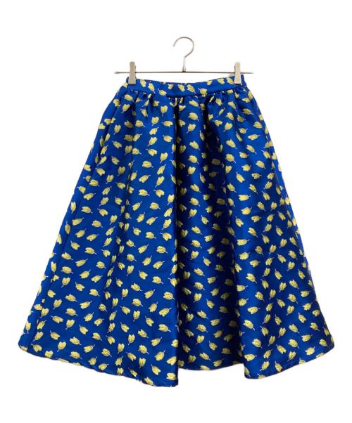 OBLI（オブリ）OBLI (オブリ) オブリ チューリップ柄 フレアスカート ブルー×イエローの古着・服飾アイテム