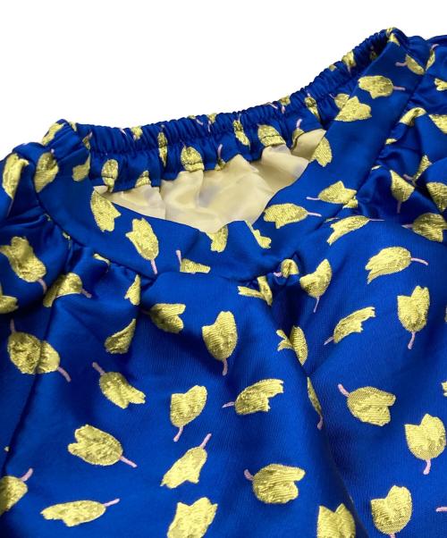 OBLI（オブリ）OBLI (オブリ) オブリ チューリップ柄 フレアスカート ブルー×イエローの古着・服飾アイテム