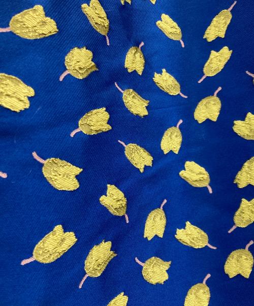 OBLI（オブリ）OBLI (オブリ) オブリ チューリップ柄 フレアスカート ブルー×イエローの古着・服飾アイテム