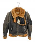 AVIREXアヴィレックス）の古着「デニムレザー切替B-3ジャケット」｜ブラック