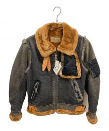 AVIREX（アヴィレックス）の古着「デニムレザー切替B-3ジャケット」｜ブラック