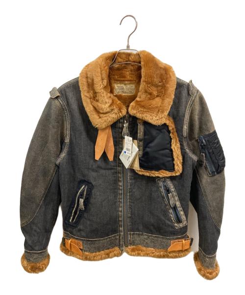 AVIREX（アヴィレックス）AVIREX (アヴィレックス) デニムレザー切替B-3ジャケット ブラック サイズ:Ｍの古着・服飾アイテム
