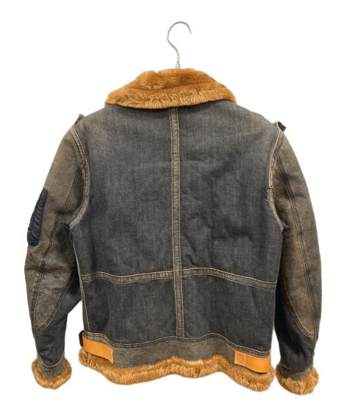 AVIREX（アヴィレックス）AVIREX (アヴィレックス) デニムレザー切替B-3ジャケット ブラック サイズ:Ｍの古着・服飾アイテム