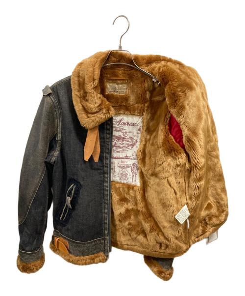 AVIREX（アヴィレックス）AVIREX (アヴィレックス) デニムレザー切替B-3ジャケット ブラック サイズ:Ｍの古着・服飾アイテム