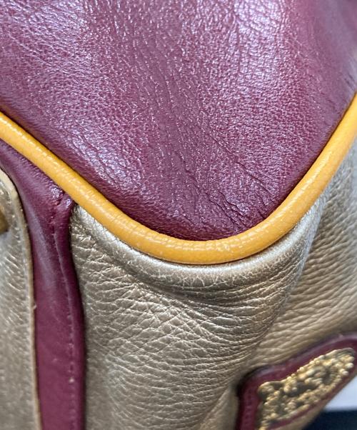 A.D.M.J.（エーディーエムジェイ）A.D.M.J. (エーディーエムジェイ) レザートートバッグ ブラウン×ゴールドの古着・服飾アイテム