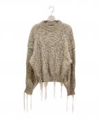 PHOTOCOPIEUフォトコピュー）の古着「モヘヤ混パッチワークニット」｜ベージュ