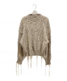 PHOTOCOPIEU（フォトコピュー）の古着「モヘヤ混パッチワークニット」｜ベージュ