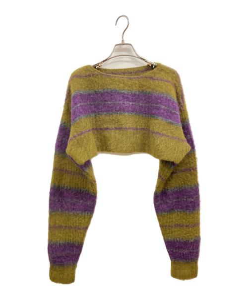 PERVERZE（パーバーズ）PERVERZE (パーバーズ) ショート丈モヘアニット カーキ×パープル サイズ:Freeの古着・服飾アイテム