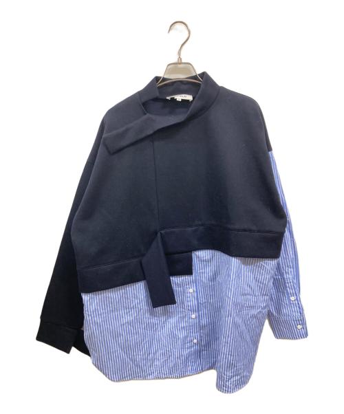 ENFOLD（エンフォルド）ENFOLD (エンフォルド) ダンボール スウェットレイヤーPULLOVER ネイビー×ホワイト サイズ:38の古着・服飾アイテム