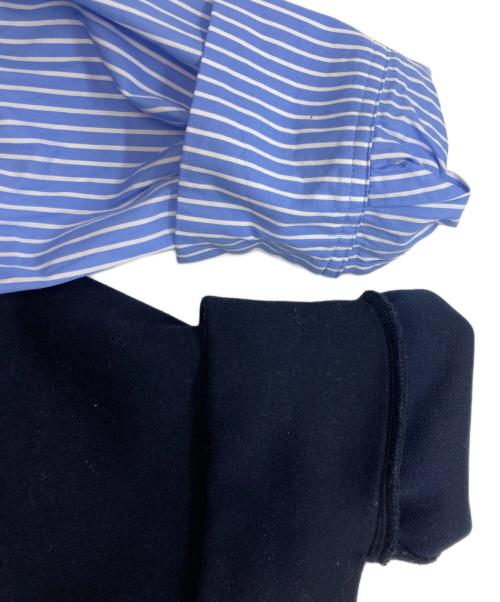 ENFOLD（エンフォルド）ENFOLD (エンフォルド) ダンボール スウェットレイヤーPULLOVER ネイビー×ホワイト サイズ:38の古着・服飾アイテム