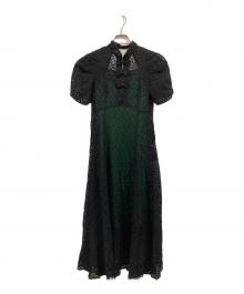 Lily Brown×KEITA MARUYAMA（リリーブラウン×ケイタマルヤマ）の古着「レースチャイナワンピース」｜ブラック×グリーン