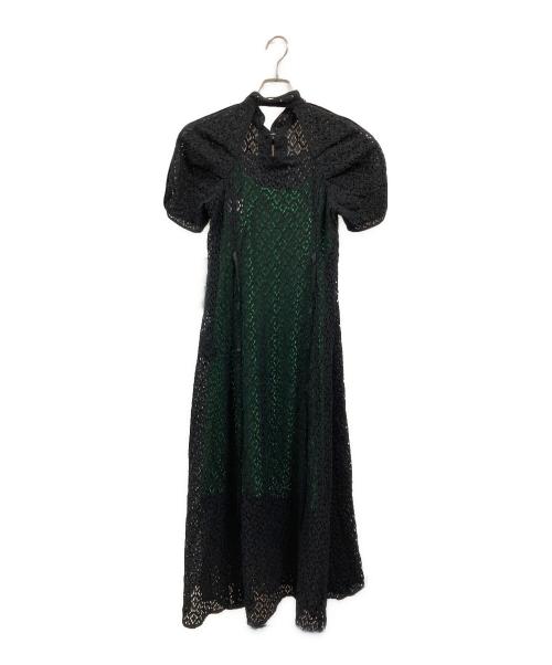 Lily Brown（リリーブラウン）Lily Brown (リリーブラウン) KEITA MARUYAMA (ケイタマルヤマ) レースチャイナワンピース ブラック×グリーン サイズ:1 未使用品の古着・服飾アイテム