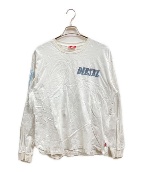 DIESEL（ディーゼル）DIESEL (ディーゼル) プリントカットソー ホワイト サイズ:XLの古着・服飾アイテム