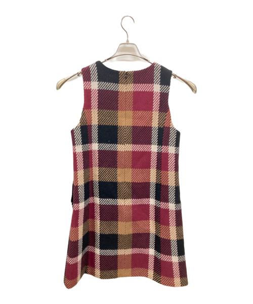 BLUE LABEL CRESTBRIDGE（ブルーレーベルクレストブリッジ）BLUE LABEL CRESTBRIDGE (ブルーレーベルクレストブリッジ) ノースリーブワンピース レッド×ブラック サイズ:Ｍの古着・服飾アイテム