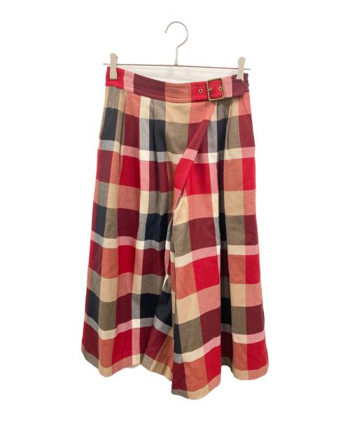BLUE LABEL CRESTBRIDGE（ブルーレーベルクレストブリッジ）BLUE LABEL CRESTBRIDGE (ブルーレーベルクレストブリッジ) チェックスカート レッド サイズ:Ｍの古着・服飾アイテム