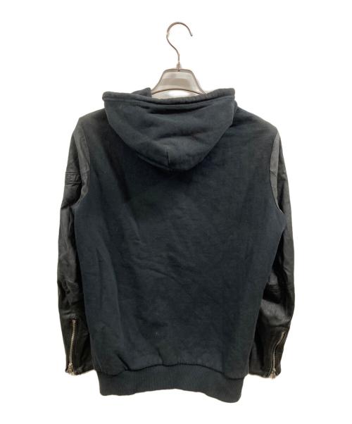 DIESEL（ディーゼル）DIESEL (ディーゼル) 袖レザー切替ジップパーカー ブラック サイズ:不明の古着・服飾アイテム