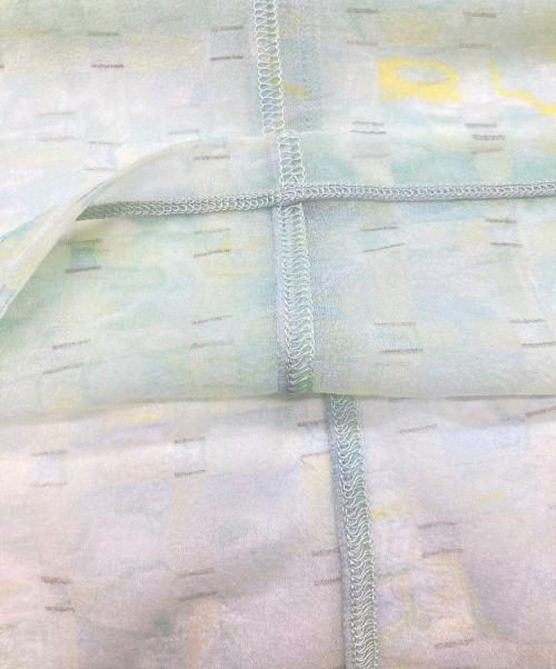 Mame Kurogouchi（マメクロゴウチ）mame kurogouchi (マメクロゴウチ) Marble Printed Plaid Sheer Crew Neck Top グリーン サイズ:2の古着・服飾アイテム