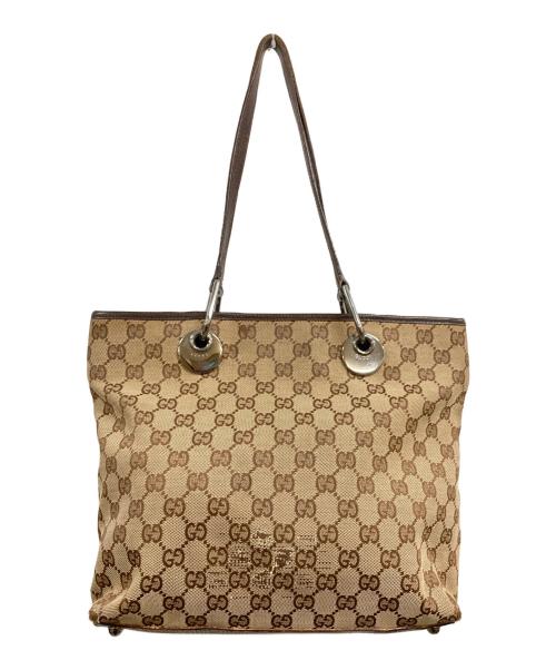 GUCCI（グッチ）GUCCI (グッチ) GGキャンバストートバッグ ブラウンの古着・服飾アイテム