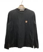 maison kitsuneメゾンキツネ）の古着「FOX HEAD PATCH REGULAR LONG-SLEEVED TEE-SHIRT　FU00163KJ0010」｜ブラック