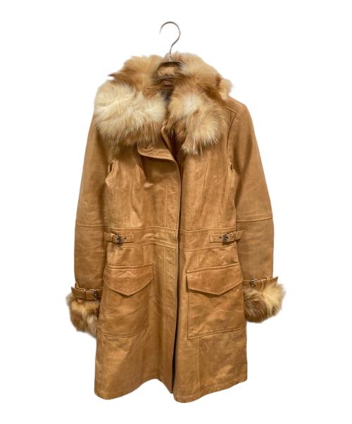 BURBERRY BLUE LABEL（バーバリー ブルー レーベル）BURBERRY BLUE LABEL (バーバリー ブルー レーベル) ファー付レザーコート ブラウン サイズ:38の古着・服飾アイテム