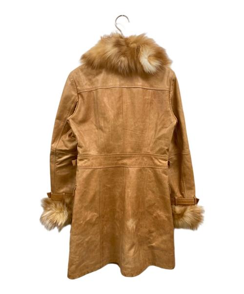 BURBERRY BLUE LABEL（バーバリー ブルー レーベル）BURBERRY BLUE LABEL (バーバリー ブルー レーベル) ファー付レザーコート ブラウン サイズ:38の古着・服飾アイテム