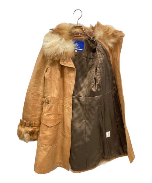 BURBERRY BLUE LABEL（バーバリー ブルー レーベル）BURBERRY BLUE LABEL (バーバリー ブルー レーベル) ファー付レザーコート ブラウン サイズ:38の古着・服飾アイテム