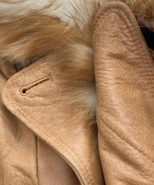 BURBERRY BLUE LABEL（バーバリー ブルー レーベル）BURBERRY BLUE LABEL (バーバリー ブルー レーベル) ファー付レザーコート ブラウン サイズ:38の古着・服飾アイテム