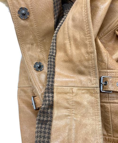 BURBERRY BLUE LABEL（バーバリー ブルー レーベル）BURBERRY BLUE LABEL (バーバリー ブルー レーベル) ファー付レザーコート ブラウン サイズ:38の古着・服飾アイテム