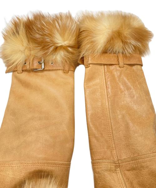 BURBERRY BLUE LABEL（バーバリー ブルー レーベル）BURBERRY BLUE LABEL (バーバリー ブルー レーベル) ファー付レザーコート ブラウン サイズ:38の古着・服飾アイテム