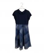 BLUE LABEL CRESTBRIDGEブルーレーベルクレストブリッジ）の古着「素材切替半袖ワンピース」｜ネイビー