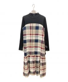 BLUE LABEL CRESTBRIDGE（ブルーレーベルクレストブリッジ）の古着「チェックワンピース」｜ブラック×ベージュ